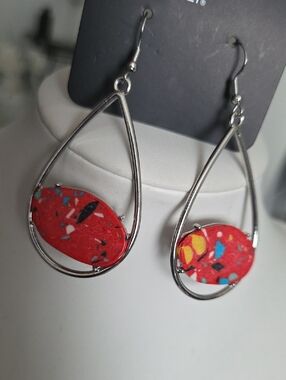Paparazzi Tropical Terrazzo Red Earrings NWT